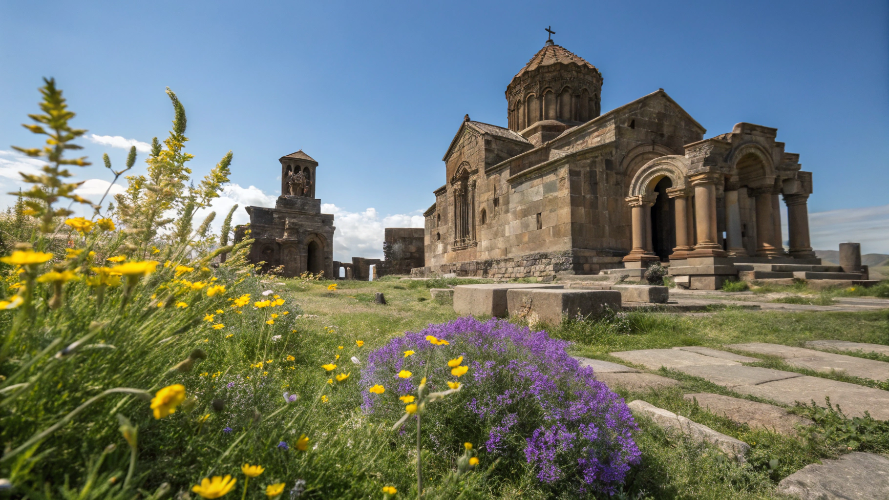 Garni Greco-Roman temple above the Azat River basalt canyon