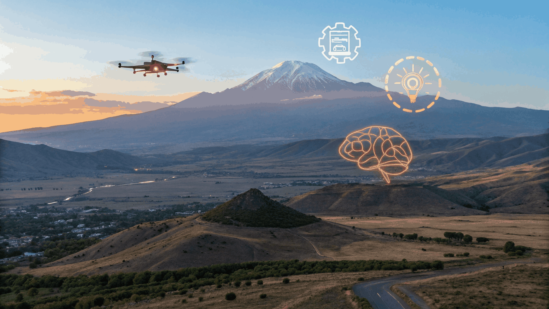 Khor Virap Monastery with Mount Ararat under evening sunset