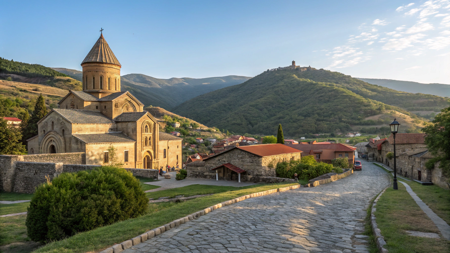 Gergeti Trinity Church standing tall beneath Mount Kazbek