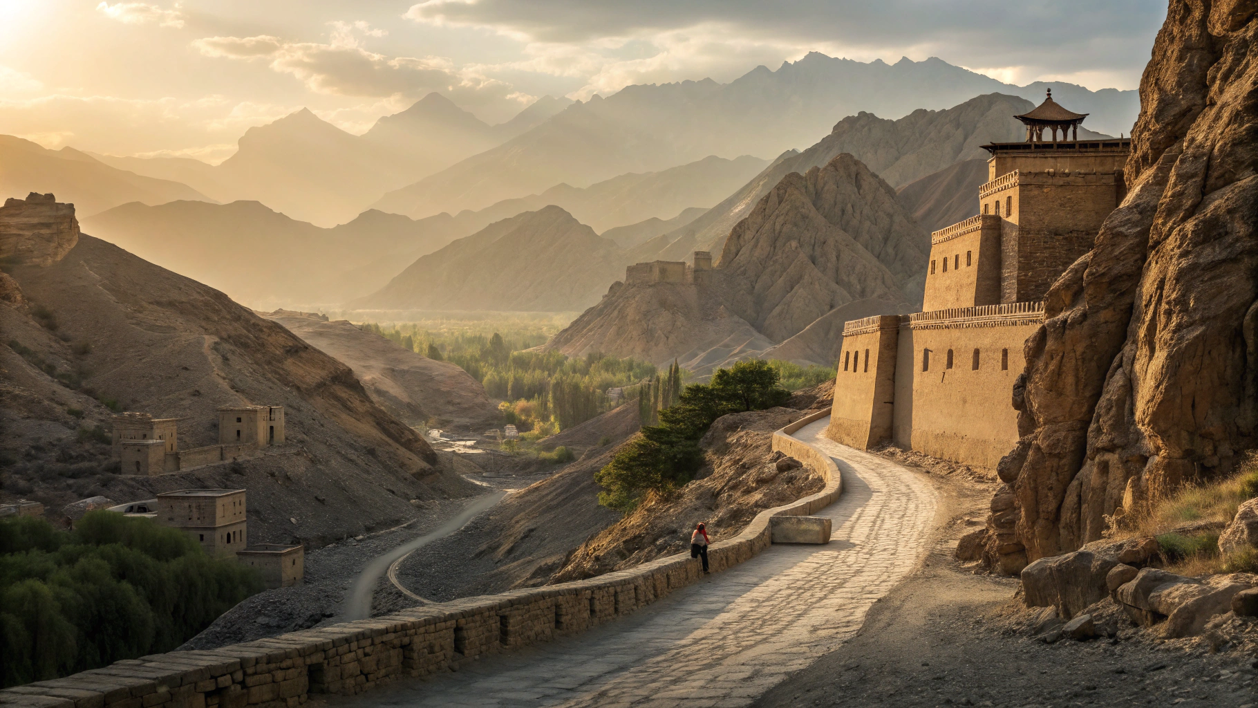 Historic stone caravanserai courtyard along the ancient Silk Road